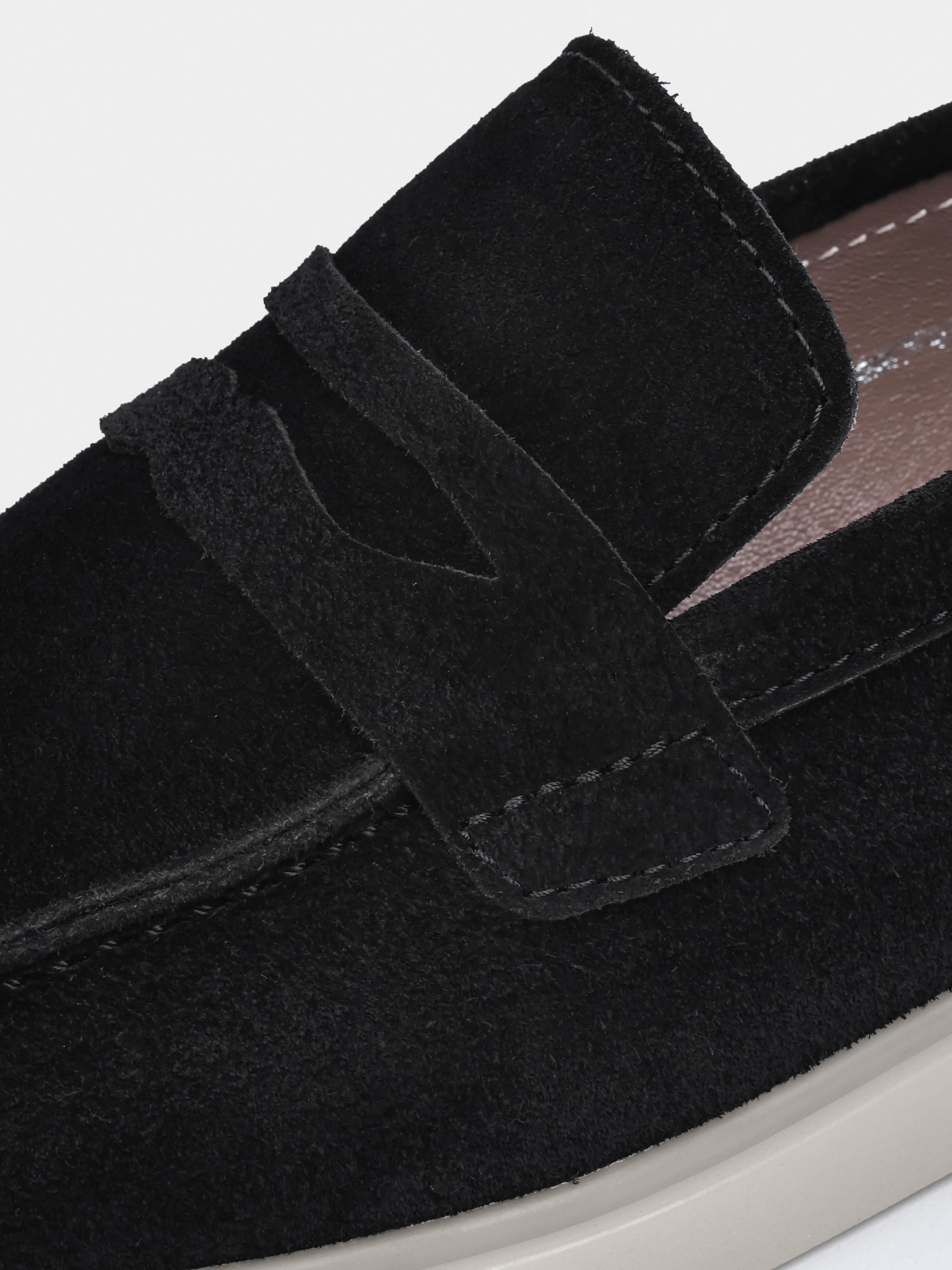 Prospero Black White Suede Loafers