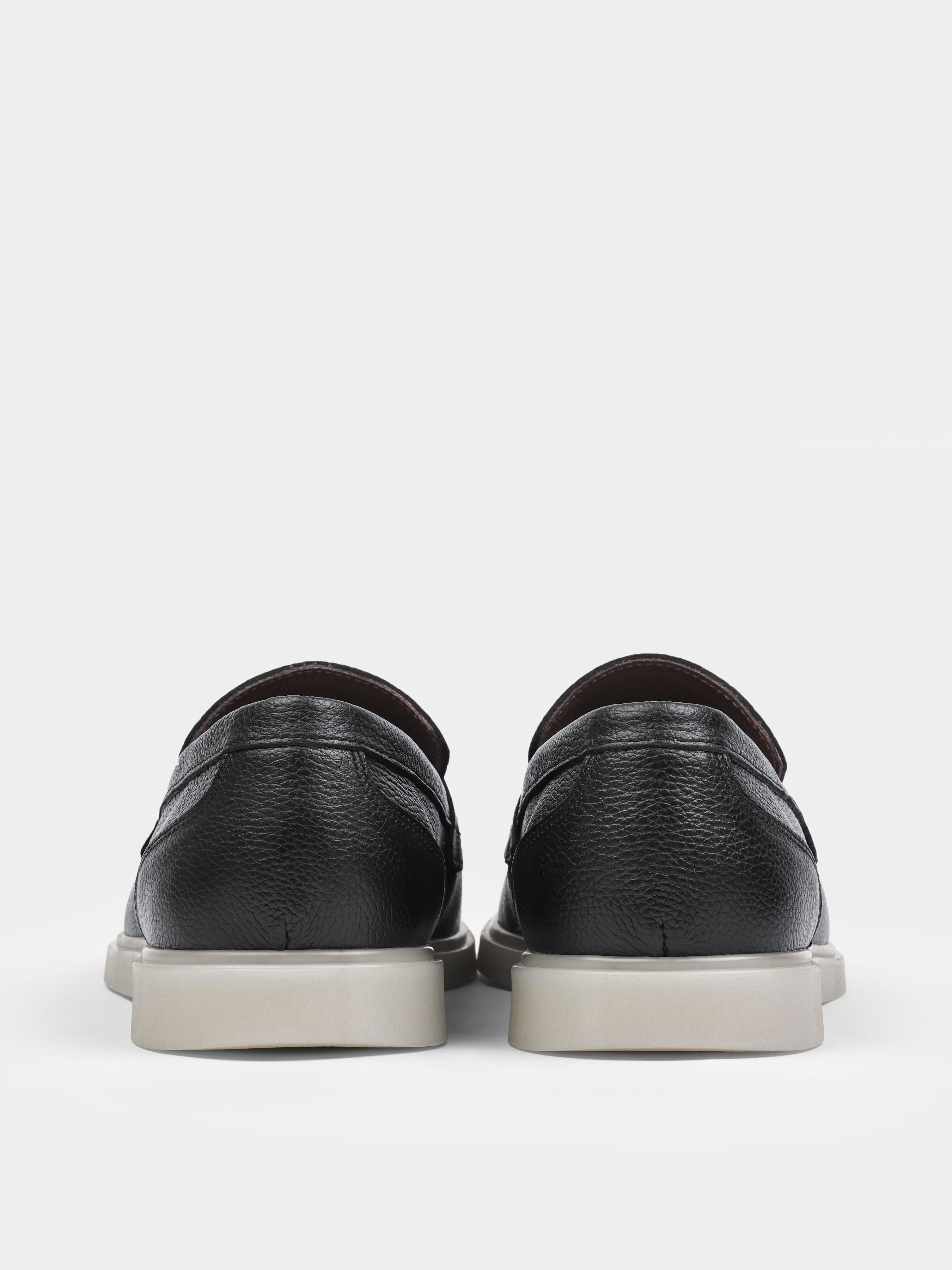 Prospero Black White Leather Loafers