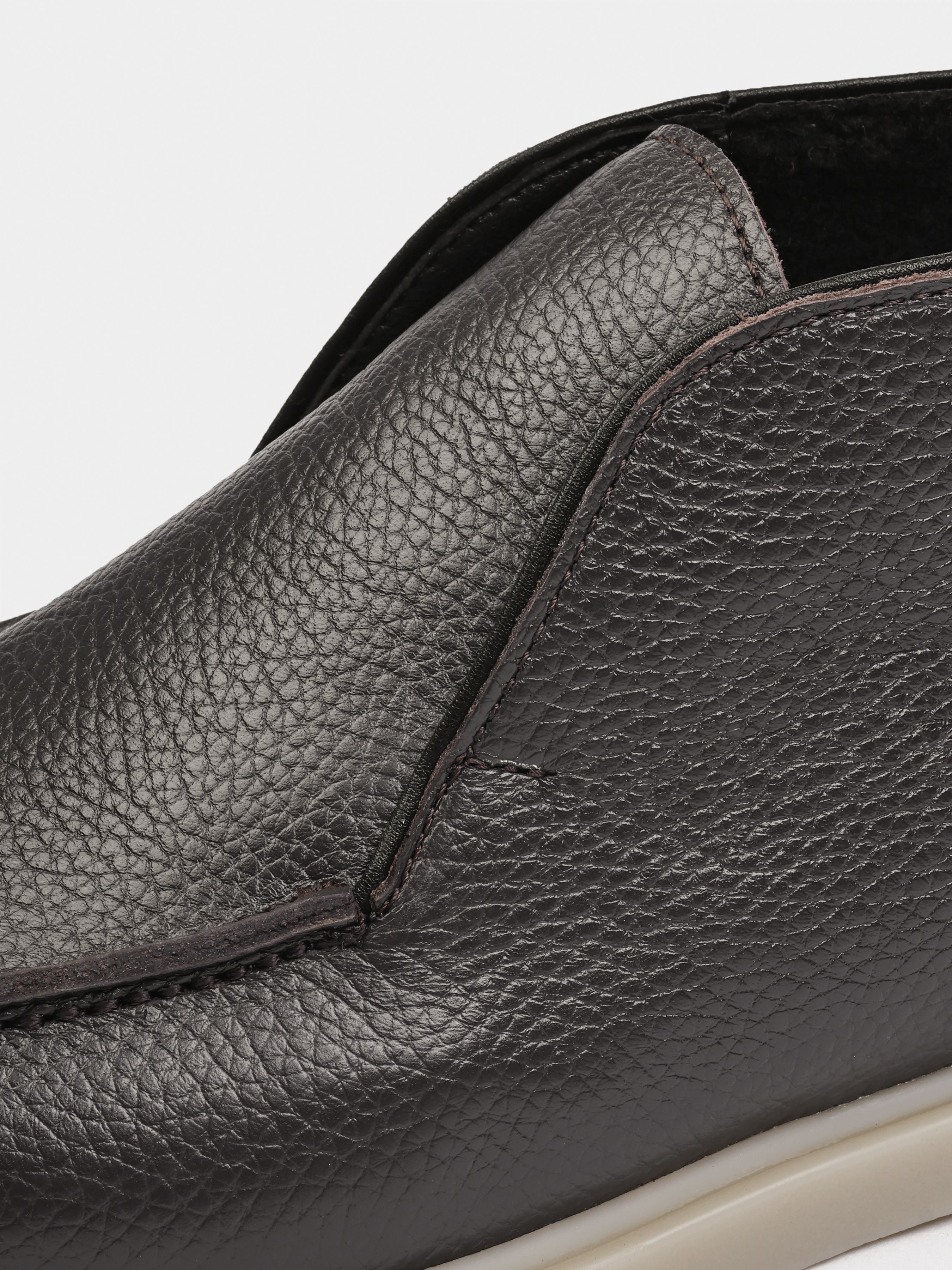 Boots, Ottaviano, Dark Brown Beige, Men's shoes, natural leather upper and  fleece lining, detailed view 