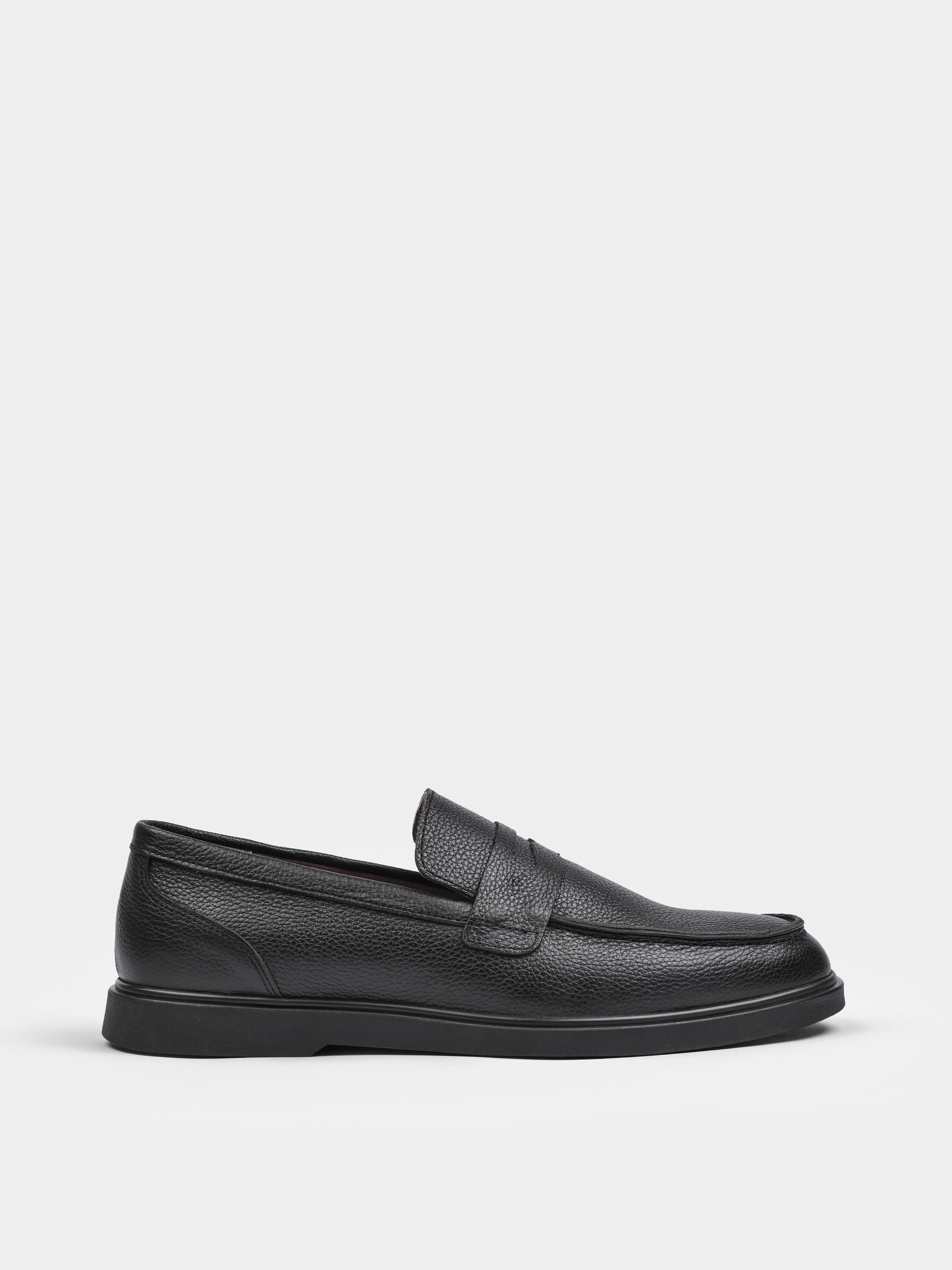 Prospero Black Leather Loafers