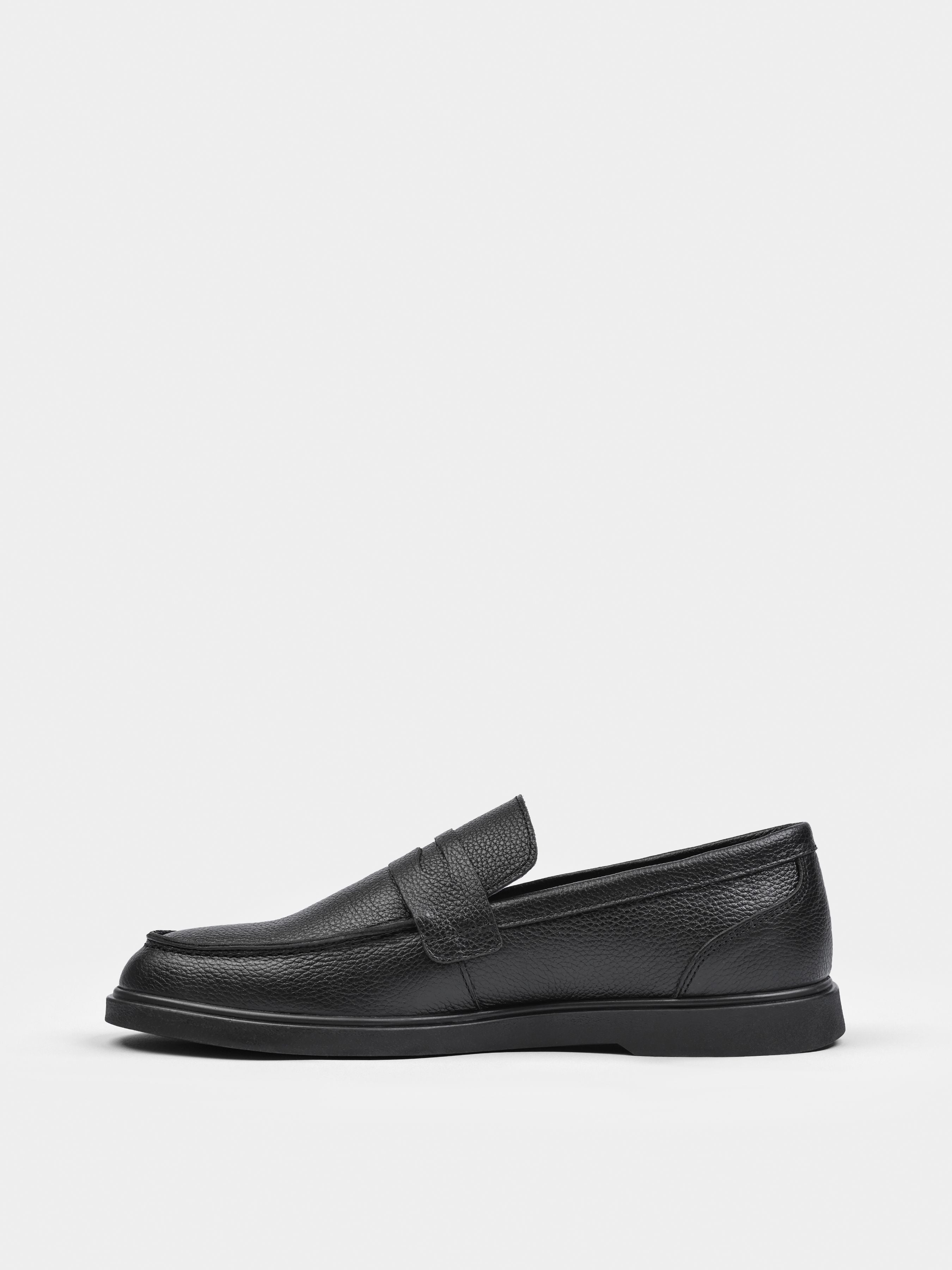 Prospero Black Leather Loafers