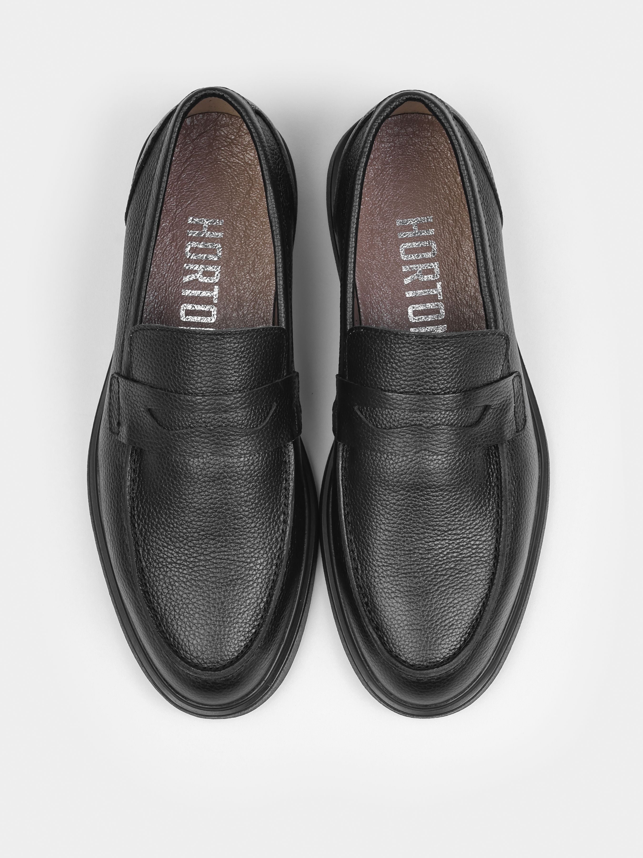 Prospero Black Leather Loafers