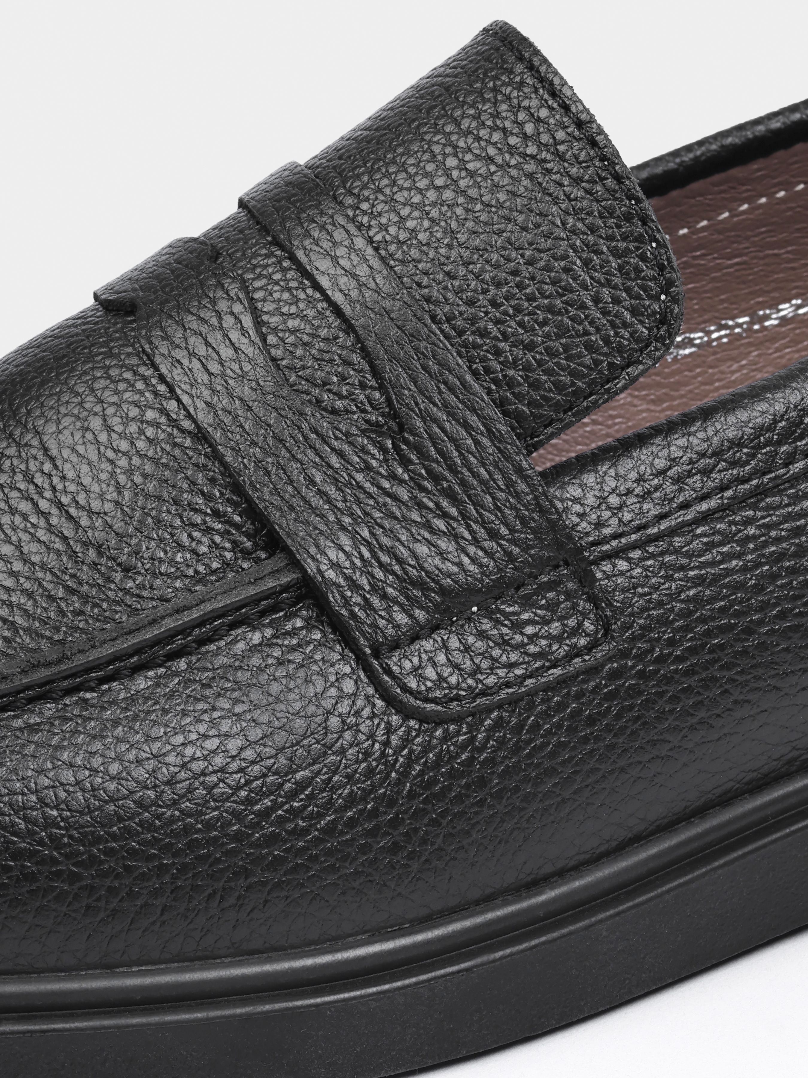 Prospero Black Leather Loafers