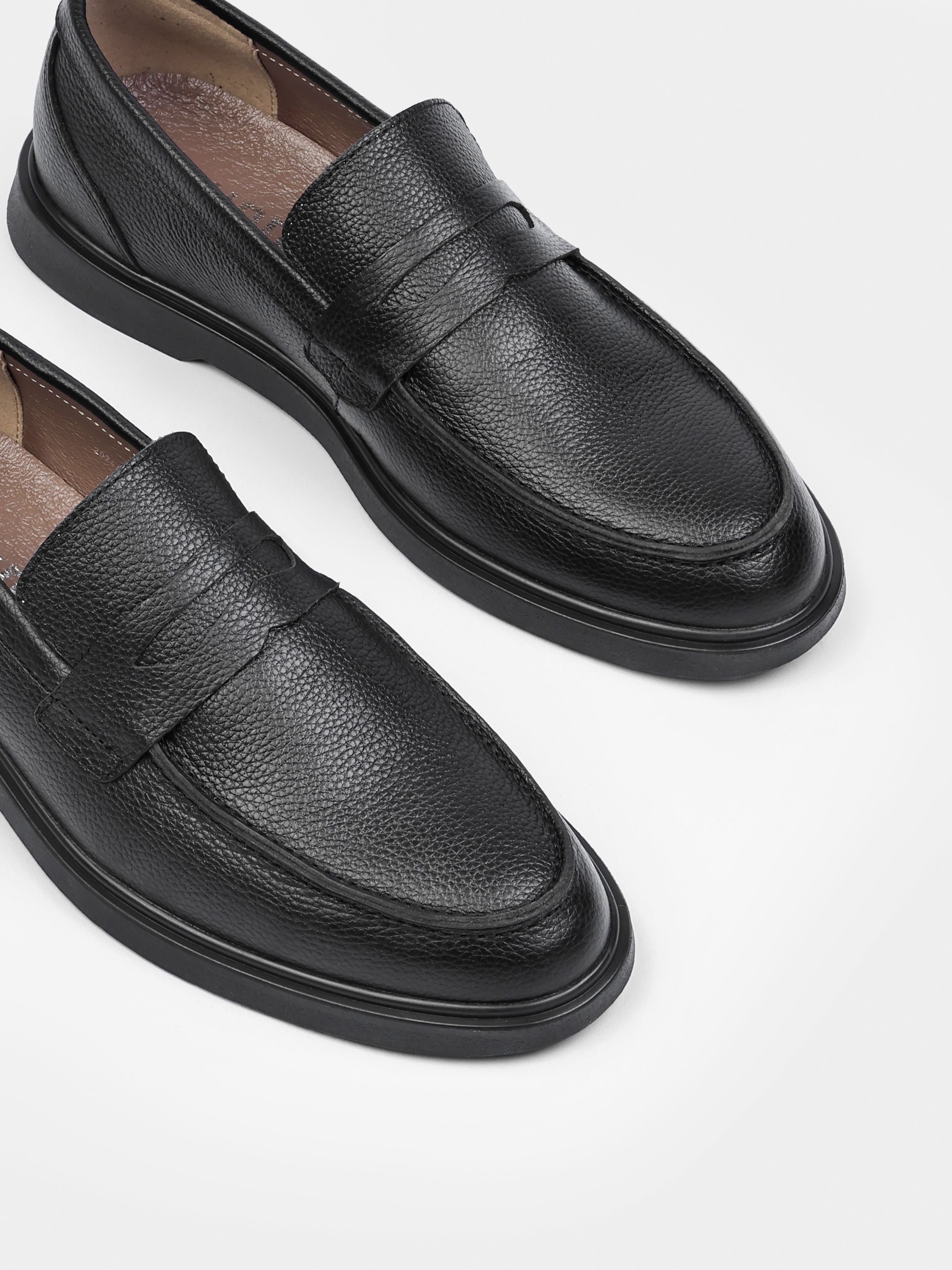 Prospero Black Leather Loafers